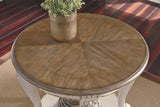 Realyn - White / Brown - Round End Table by Signature Design by Ashley® | Bel Furniture
