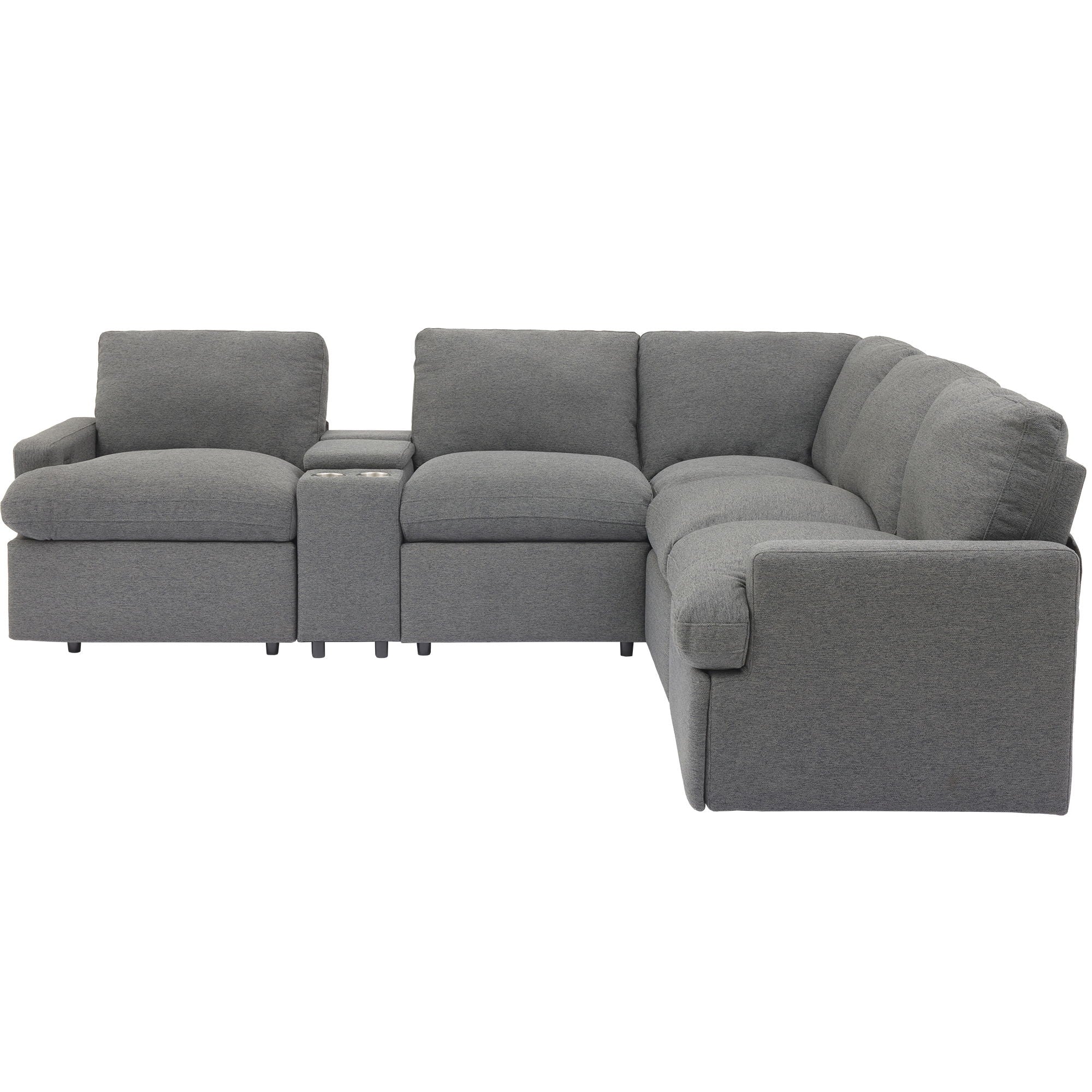 Power Recliner Corner Sofa Home Theater Reclining Sofa Sectional Couches With Storage Box, Cup Holders, USB Ports And Power Socket For Living Room