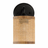Reef - Single Lights Wall Sconce With Natural Shade Rustic Wicker Wall Light - Black / Rattan