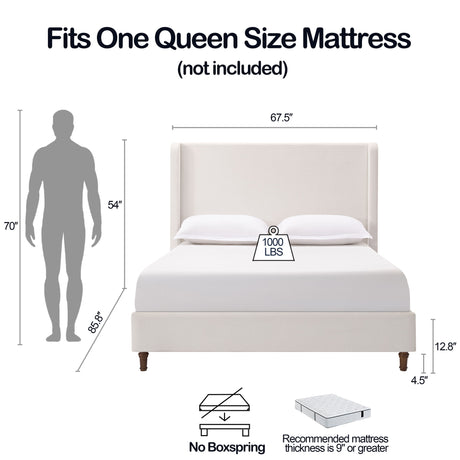 Harper - Tall Headboard Upholstered Bed / High Headboard / Elegant Simplicity / No Box Spring Needed - view 19