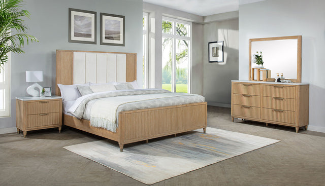 Kara - Bedroom Set Light Brown 4 Pc. Bed, Dresser, Mirror, Nightstand by Crown Mark | Bel Furniture