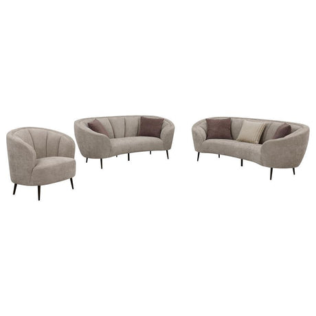 Ellorie - Upholstered Curved Sofa Set Beige 3 Pc. Sofa, Loveseat, Chair by Coaster Fine Furniture | Bel Furniture
