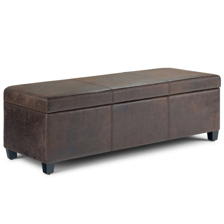 Avalon - Storage Ottoman Bench - Distressed Brown by Simpli-Home | Bel Furniture