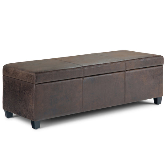 Avalon - Storage Ottoman Bench - Distressed Brown by Simpli-Home | Bel Furniture