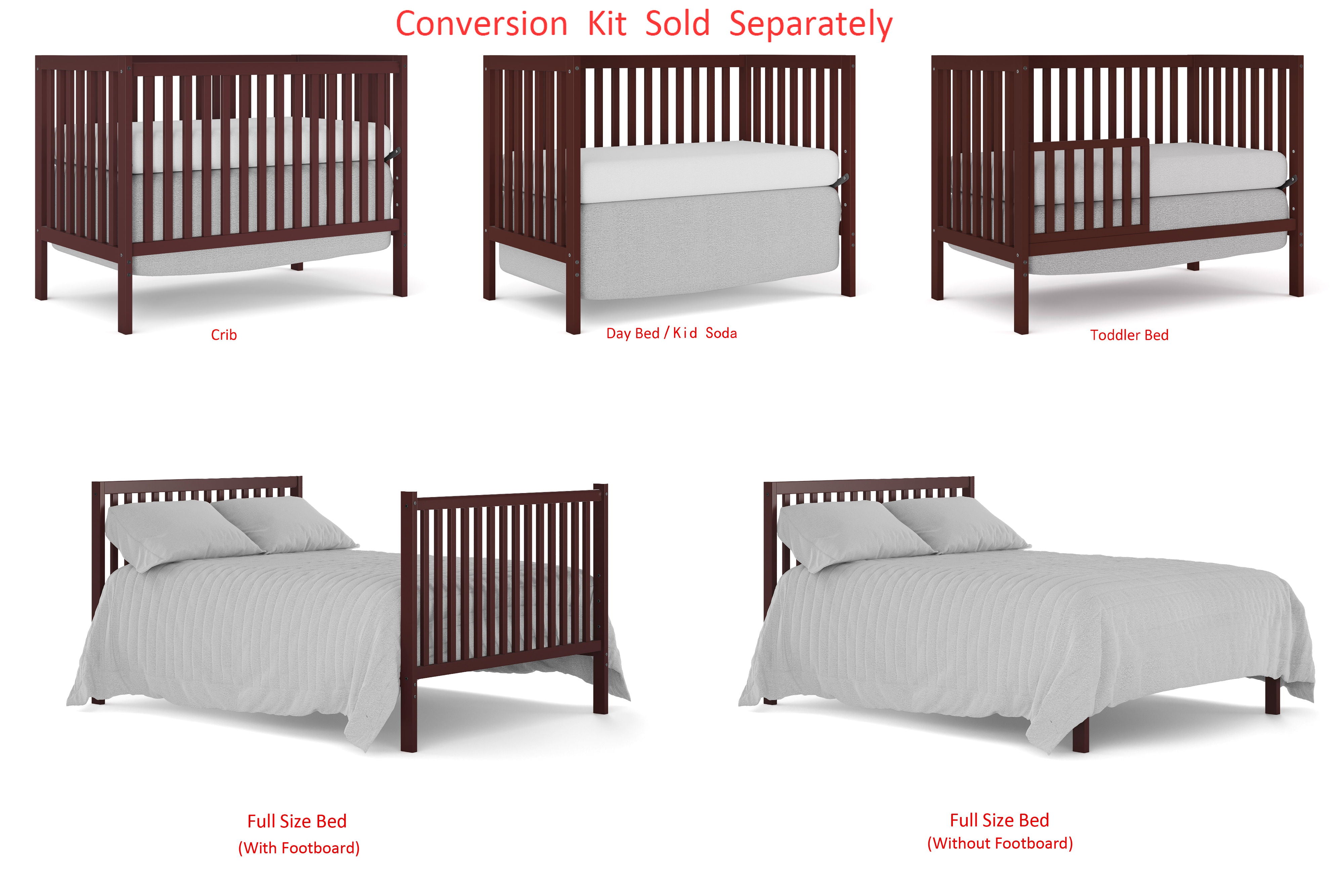 Crib 5 In 1 Convertible, Converts From Baby Crib To Toddler Bed, Fits Standard Full Size Crib Mattress