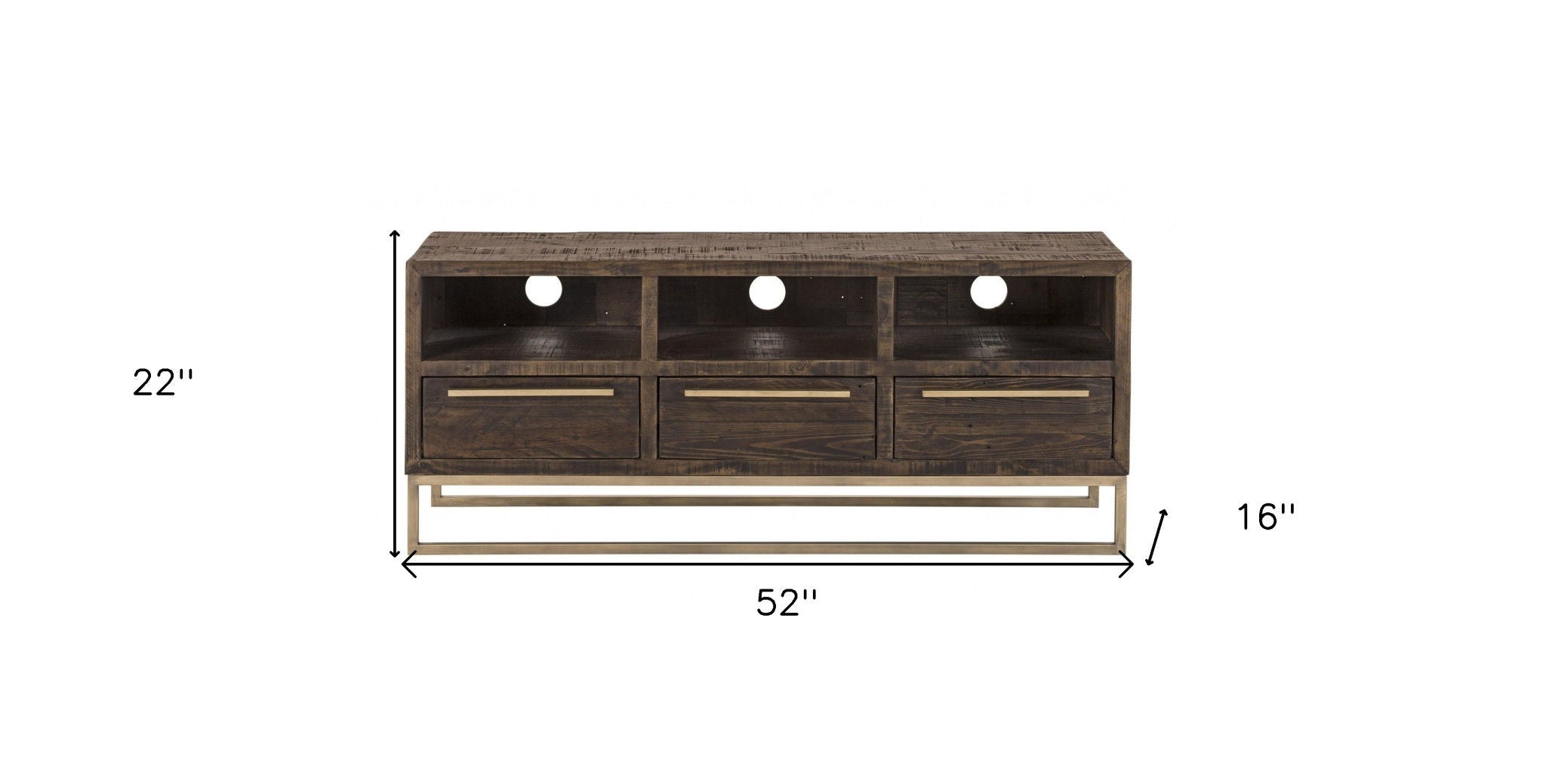 Reclaimed Pine And Plywood Open Shelving TV Stand - Deep Taupe