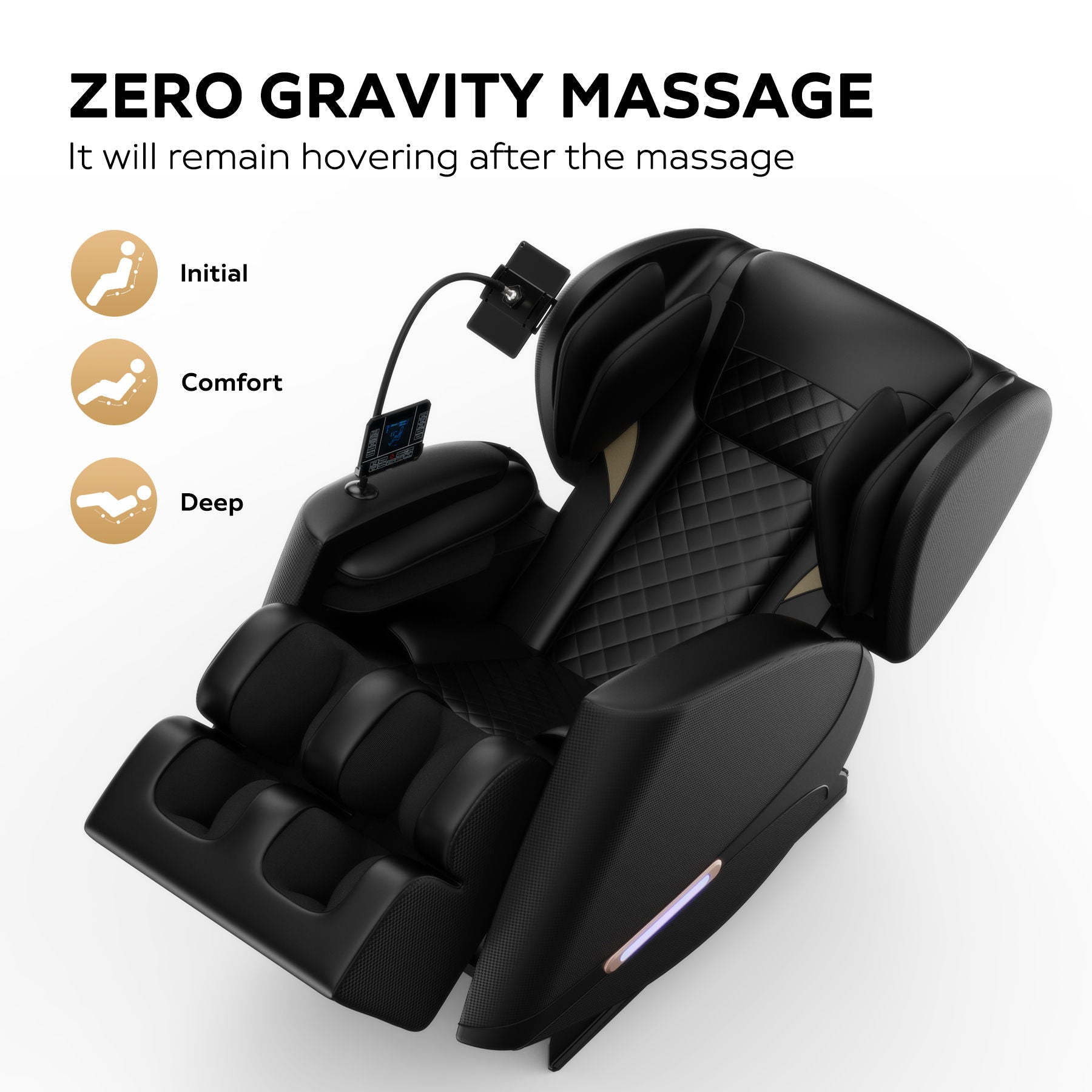 Massage Chair Recliner With Zero Gravity With Full Body Air Pressure - Black