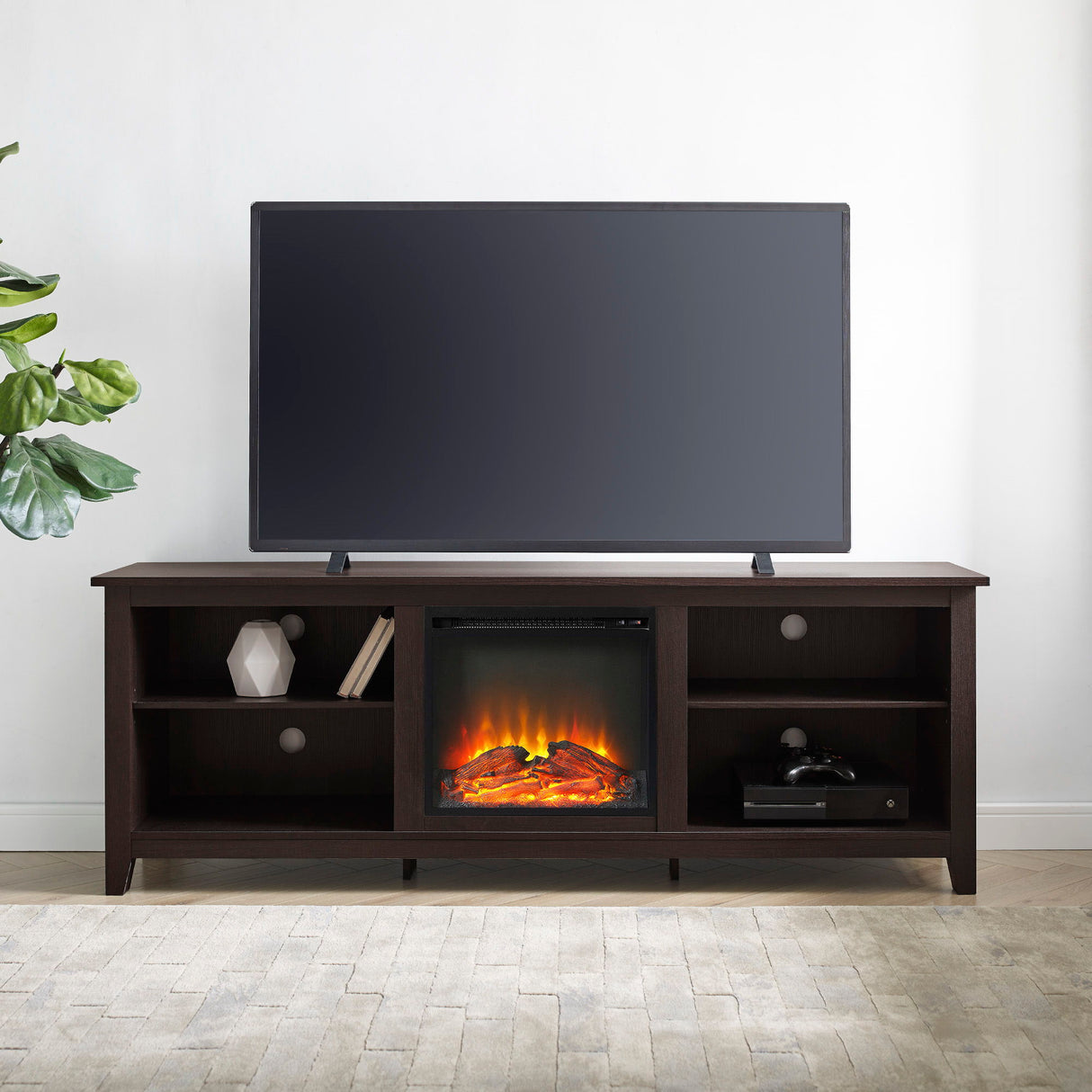 Modern Transitional 3 Shelf Open Storage 70" TV Stand For 80" TVs by Walker Edison | Bel Furniture