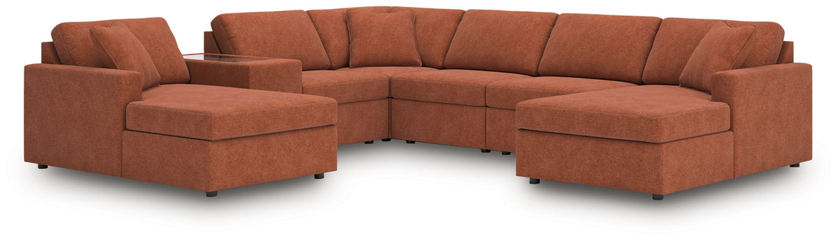 Modmax - Spice - Sectional Light Brown 7 Pc. Sectional With Laf And Raf Corner Chaises And Storage Console by Signature Design by Ashley® | Bel Furniture