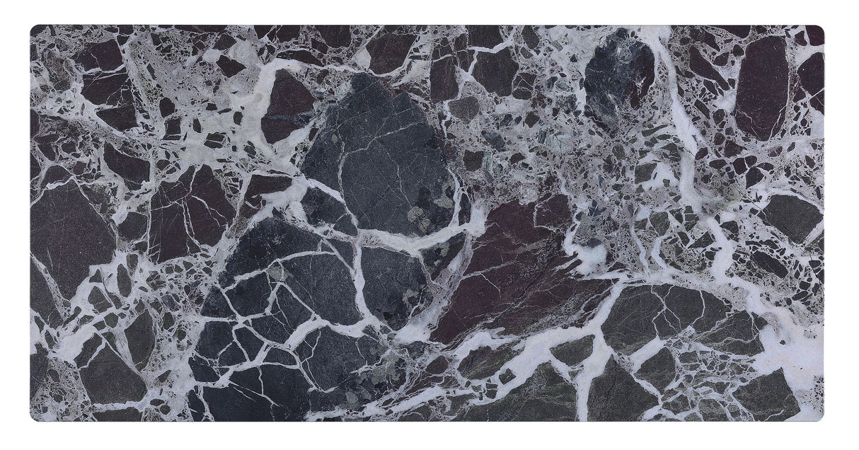 Landon - Coffee Table With Glass Marble Texture Top And Bent Wood Design by Lilola Home | Bel Furniture