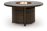 Monterey Point - Round Fire Pit Table - Dark Brown