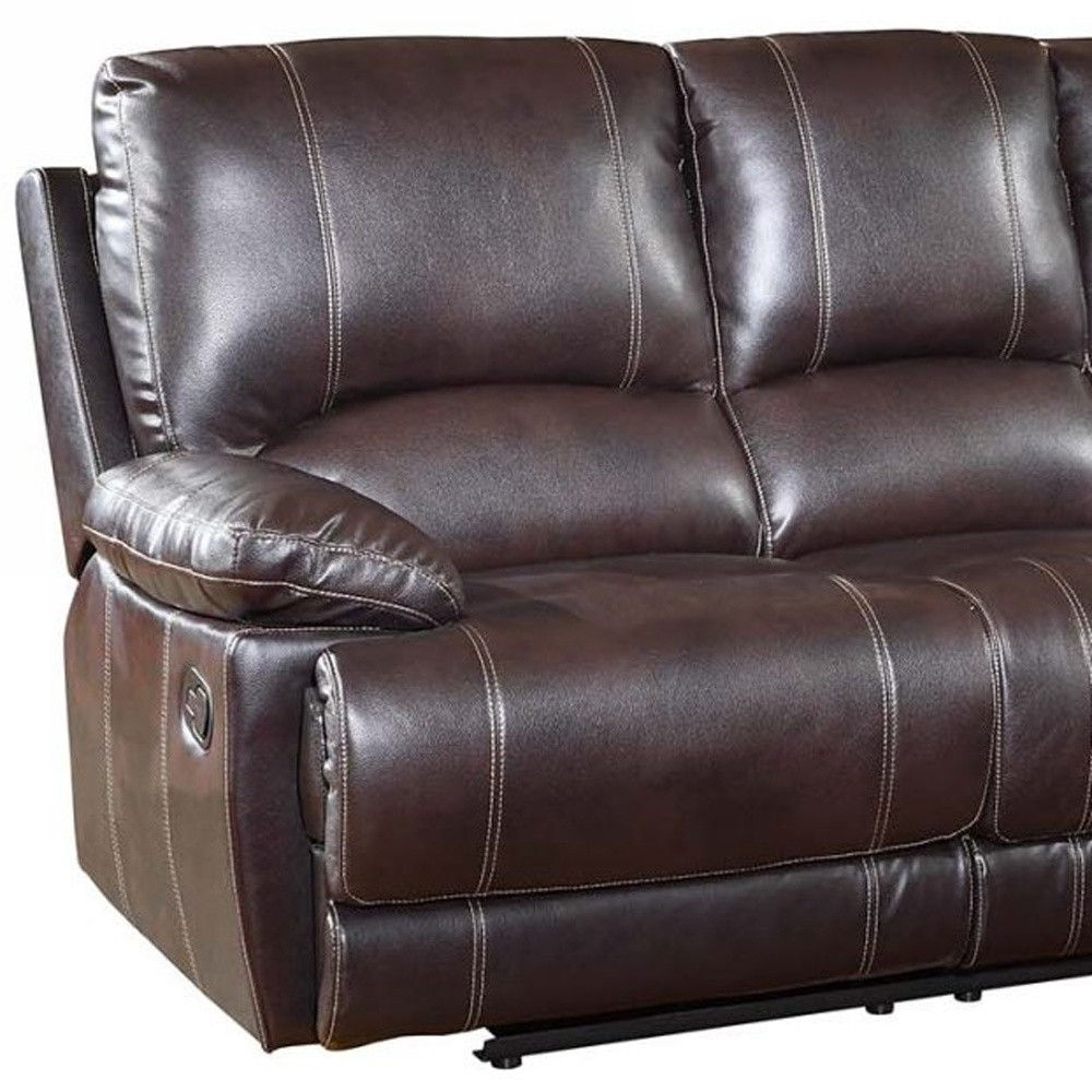 Microfiber Reclining Sofa With Black Legs - Brown