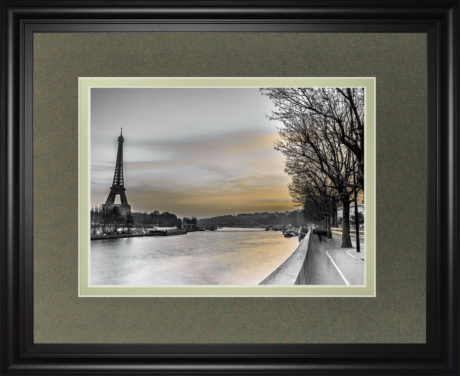 River Seine And The Eiffel Tower By Assaf Frank - Framed Print Wall Art - Black