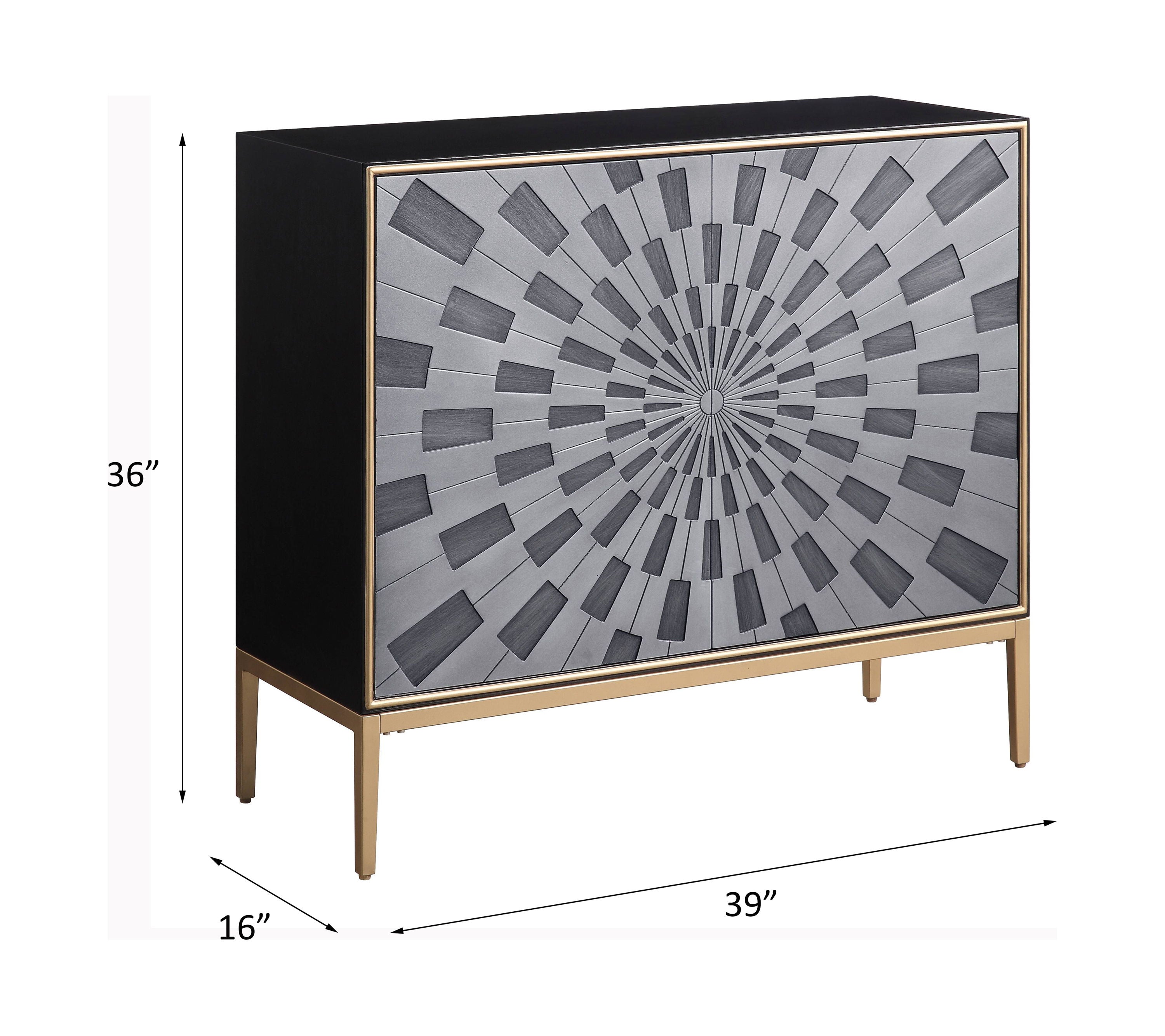 Quilla - Brass Console Cabinet - Black / Gery