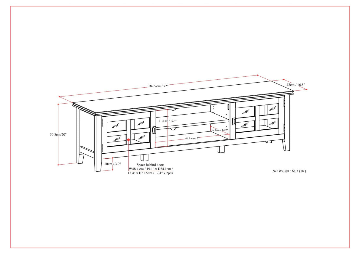 Artisan - Low TV Media Stand - Brown by Simpli-Home | Bel Furniture