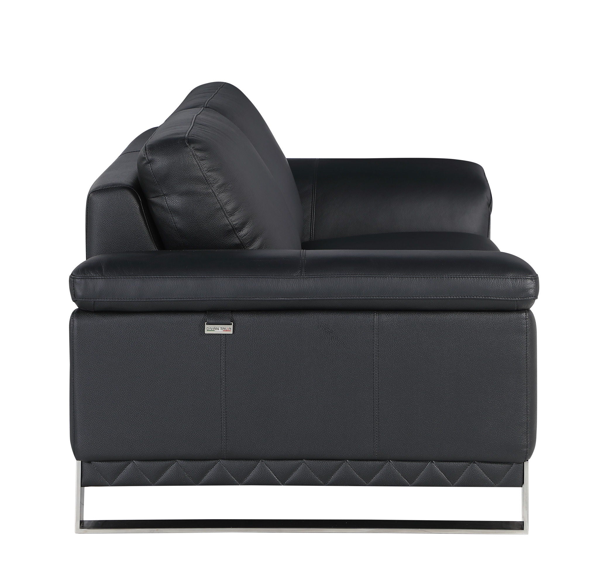 Love Seat Genuine Leather - Silver / Black