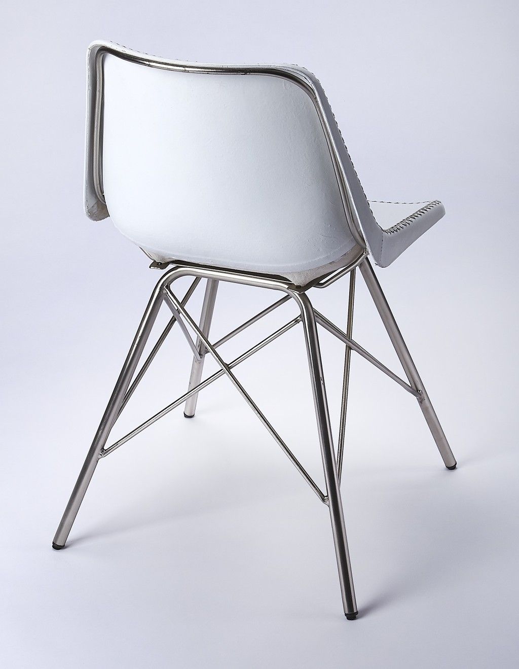 Faux Leather Side Chair - White / Silver