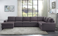 Tifton - Linen 7 Seat Reversible Modular Sectional Sofa Chaise by Lilola Home | Bel Furniture