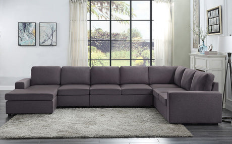 Tifton - Linen 7 Seat Reversible Modular Sectional Sofa Chaise by Lilola Home | Bel Furniture
