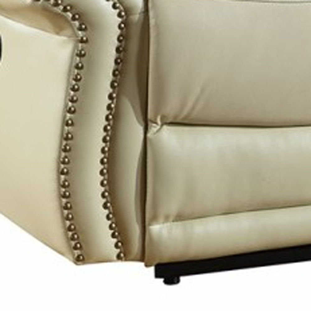 Faux Leather Sofa - Beige / Black