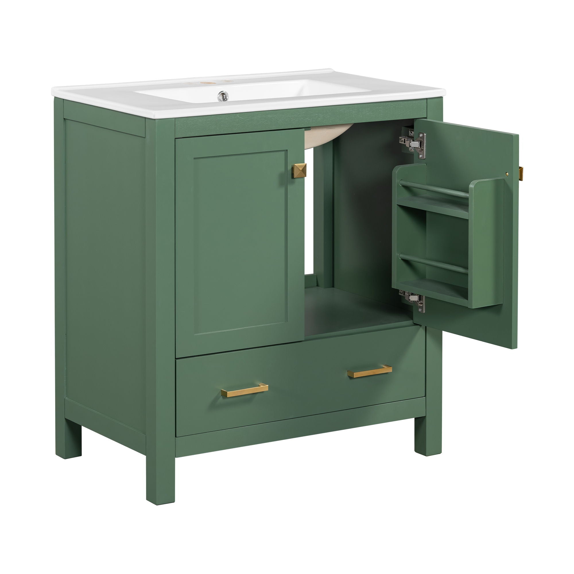 Bathroom Vanity With Single Sink, Combo Cabinet Undermount Sink, Bathroom Storage Cabinet With 2 Doors And A Drawer, Soft Closing, Multifunctional Storage, Solid Wood Frame