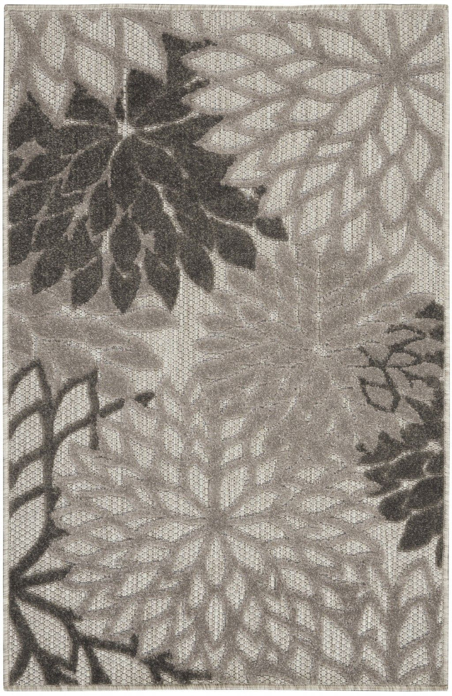 3' X 4' Floral Outdoor / Indoor Area Rug - Gray