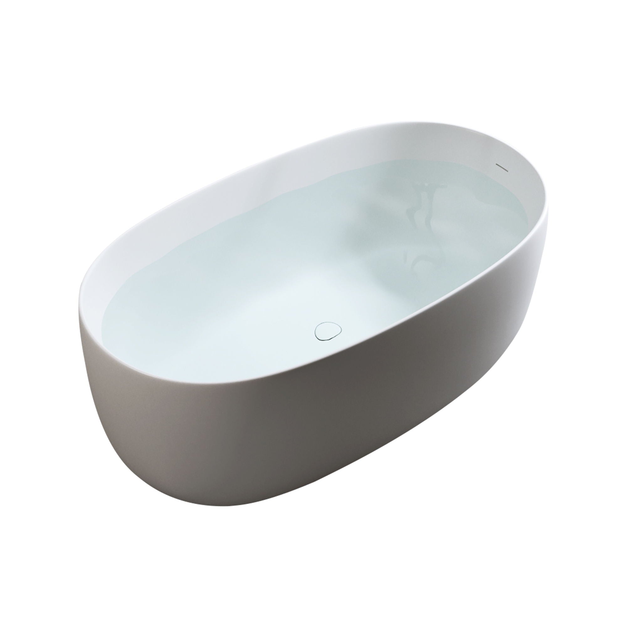 Independent Solid Surface Resin Stone Bathtub, A Modern Designed Independent Bathtub With Pop-Up Drainage And Overflow Pipes, Suitable For Small Households - Matte White