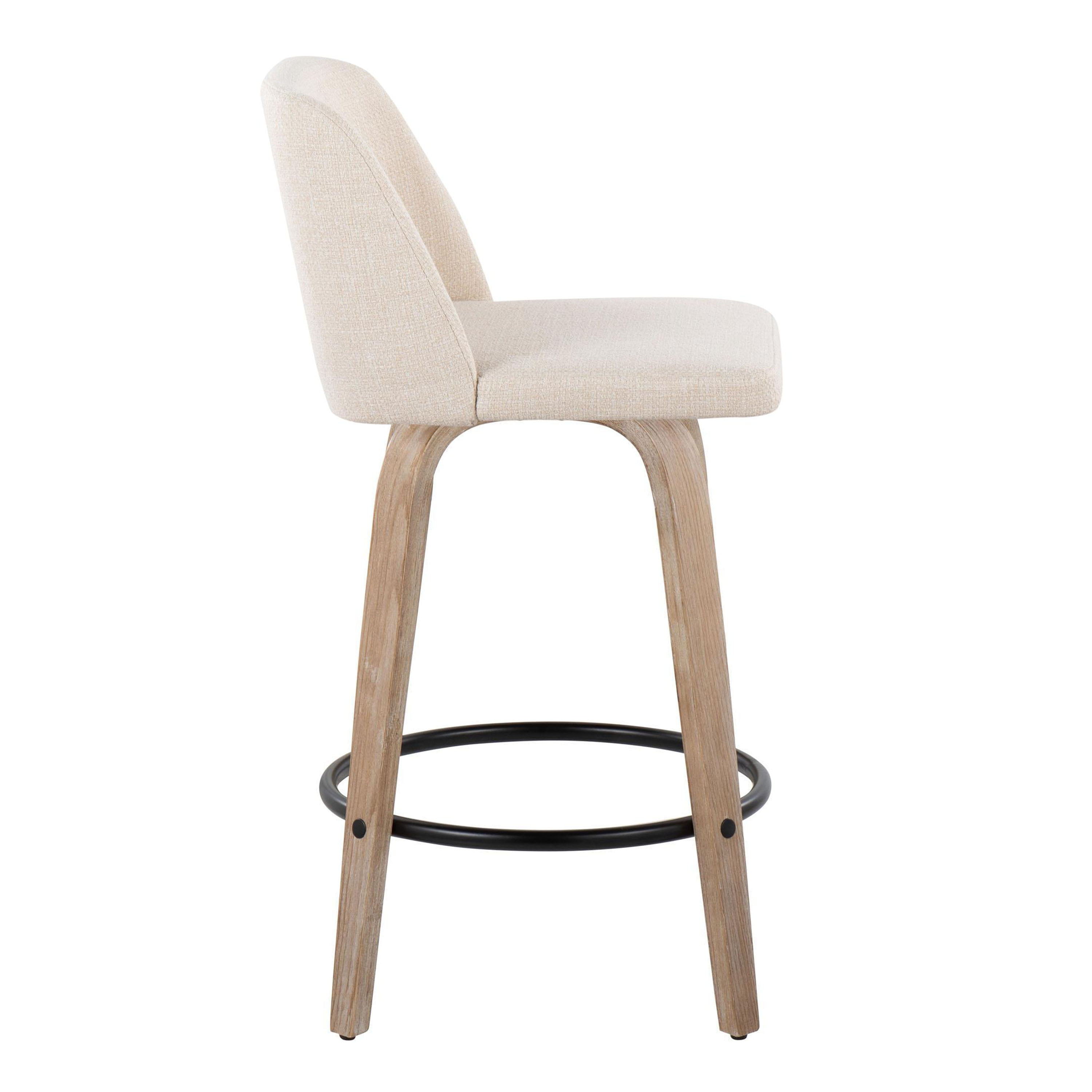 Toriano - Contemporary Fixed-Height Counter Stool & Swivel With Round Footrest (Set of 2)