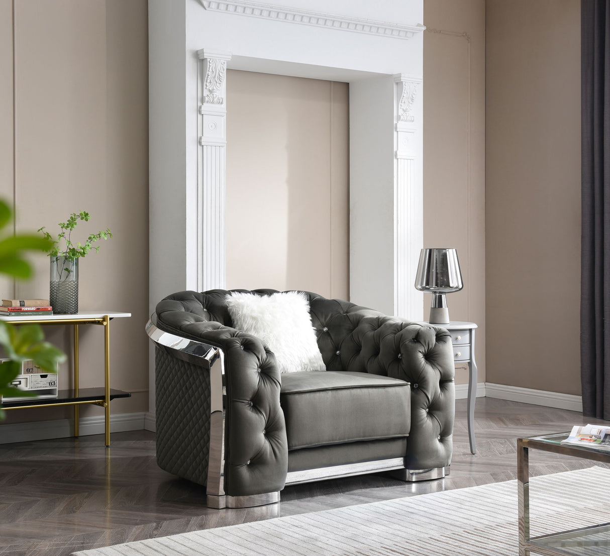 Sophisticated Accent Chair - Gray by Glory Furniture | Bel Furniture