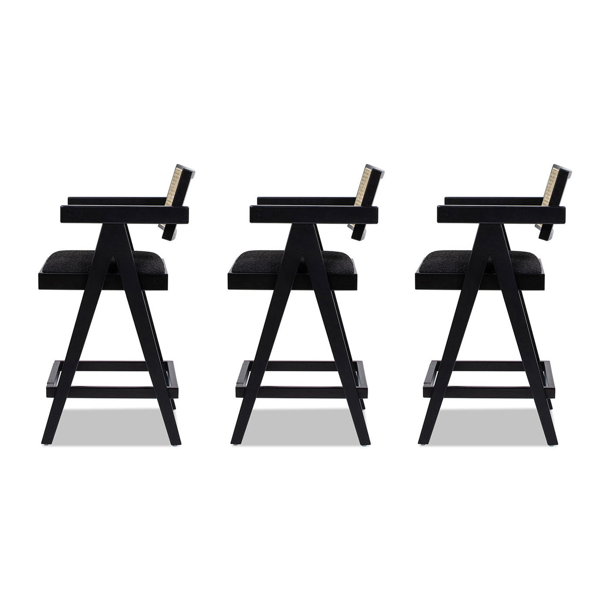 Milan - Modern Webbing Back Stool With Arms (Set of 3) by Jennifer Taylor Home | Bel Furniture
