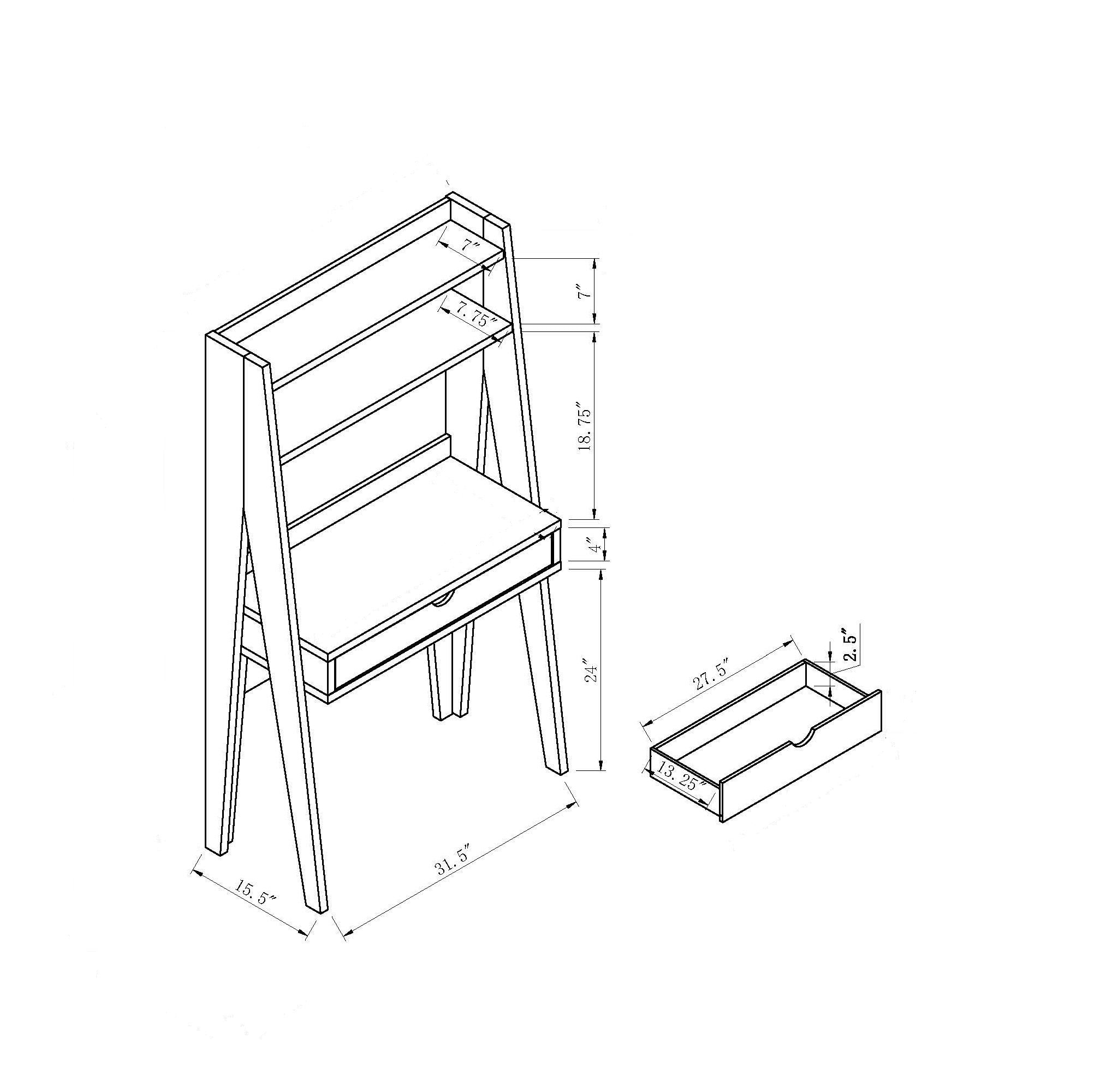 Ladder Desk Two Tone, Home Office Study Desk With Drawer And Two Shelves