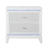 Adalid - Nightstand With Glittered Drawer Front And LED Lighting - White