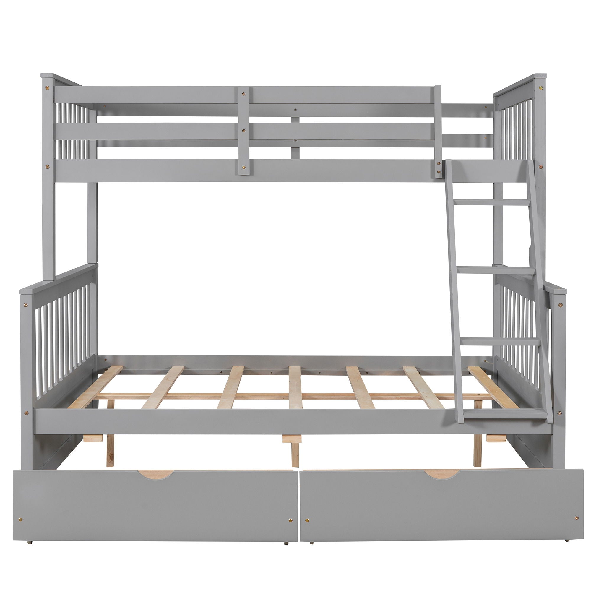 Twin Over Full Bunk Bed With Ladders And Two Storage Drawers