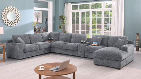 Celine - Fabric Corner Sectional Sofa With Right-Facing Chaise, Cupholders, And Charging Ports - view 25