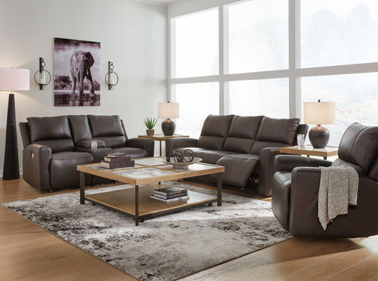 Boxmere - Reclining Living Room Set Dark Brown 3 Pc. Power Reclining Sofa, Power Reclining Loveseat, Power Rocker Recliner by Signature Design by Ashley® | Bel Furniture