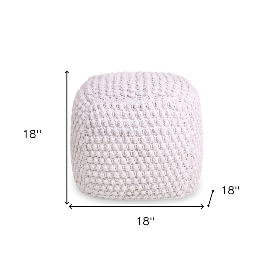 Cotton, Blend Pouf Ottoman - White