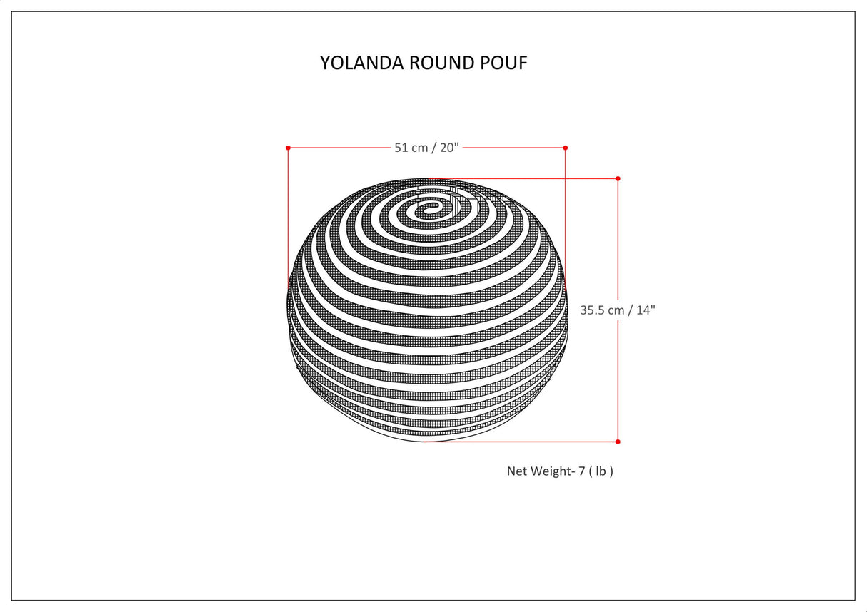 Yolanda - Round Pouf - Natural by Simpli-Home | Bel Furniture