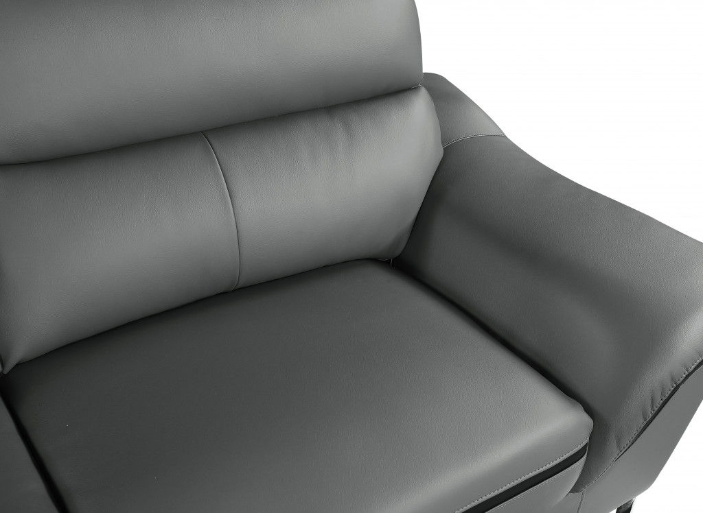 Silver Legs Leather Sofa - Gray