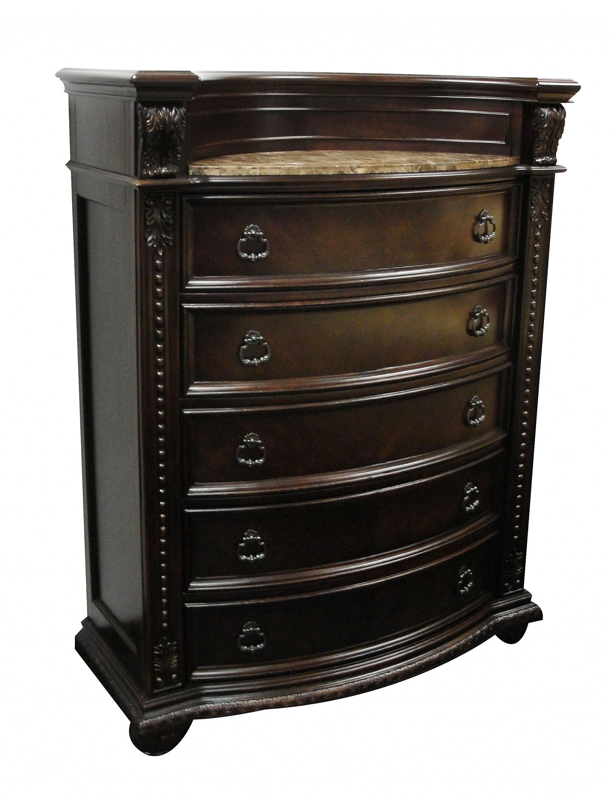 Wood Chest Wmarble Top - Cherry