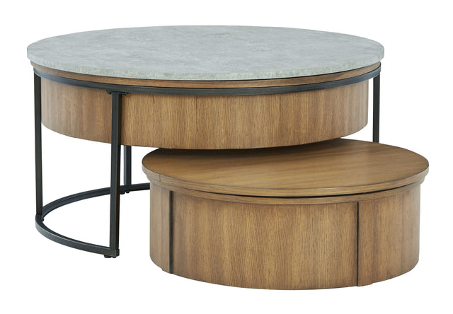 Fridley - Gray / Brown / Black - Nesting Cocktail Tables (Set of 2) by Signature Design by Ashley® | Bel Furniture