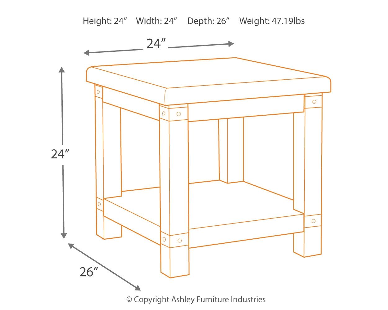 Carynhurst - White Wash Gray - Rectangular End Table