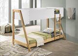 Wyatt - Wood Twin Over Twin Bunk Bed - White And Natural by Coaster Fine Furniture | Bel Furniture