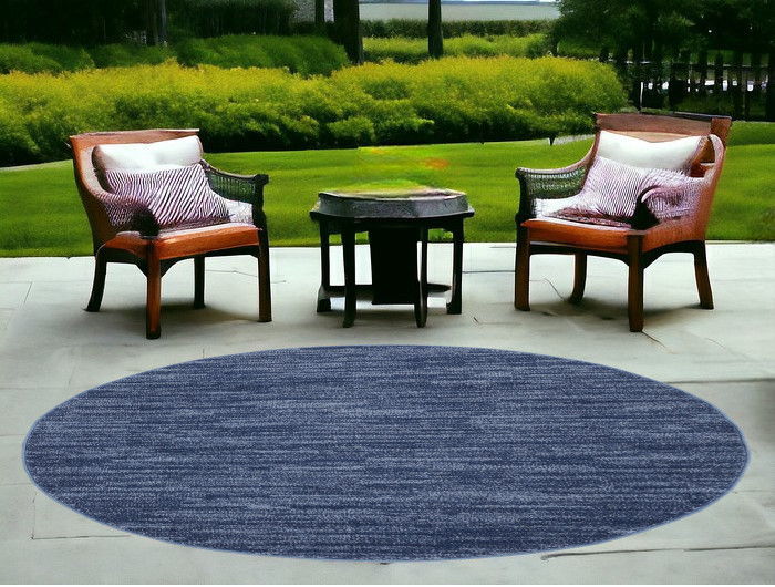 4' Round Non Skid Indoor / Outdoor Area Rug - Blue