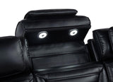 Zuma - Faux Leather Dual Power Reclining LED Loveseat - Black