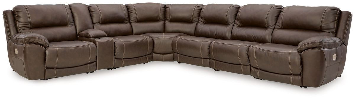Dunleith - Power Reclining Sectional Dark Brown 7 Pc. Power Reclining Sectional With LAF And RAF Zero Wall Power Recliners by Signature Design by Ashley® | Bel Furniture