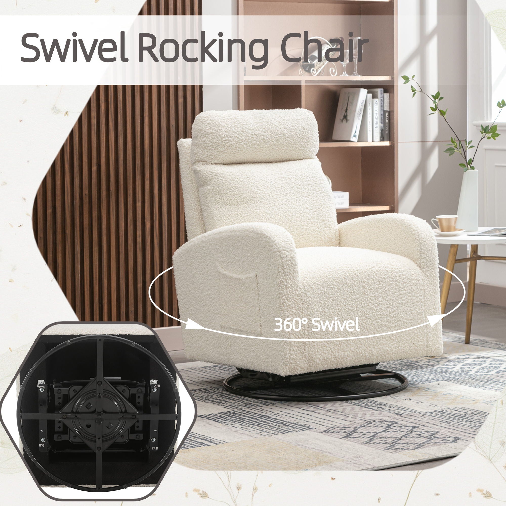 Jiada - Upholstered Swivel Glider Rocking Chair For Nursery Modern Style One Left Bag