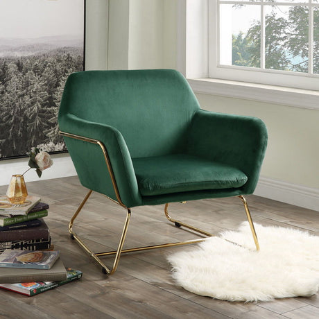 Keira - Velvet Accent Chair With Metal Base by Lilola Home | Bel Furniture