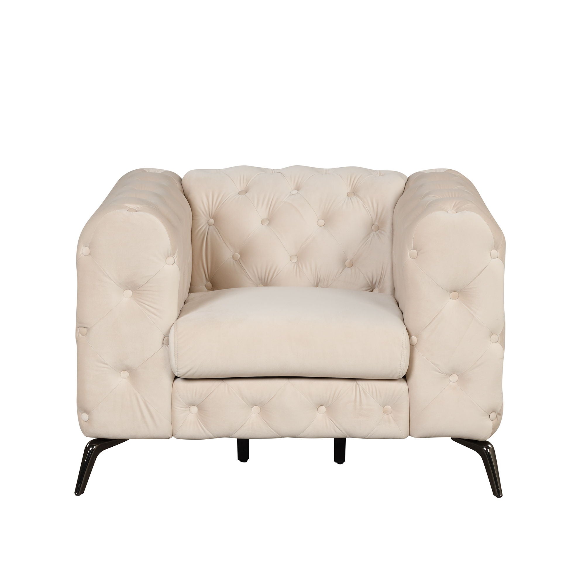 Velvet Upholstered Accent Sofa, Modern Single Sofa Chair With Button Tufted Back, Modern Single Couch For Living Room, Bedroom, Or Small Space