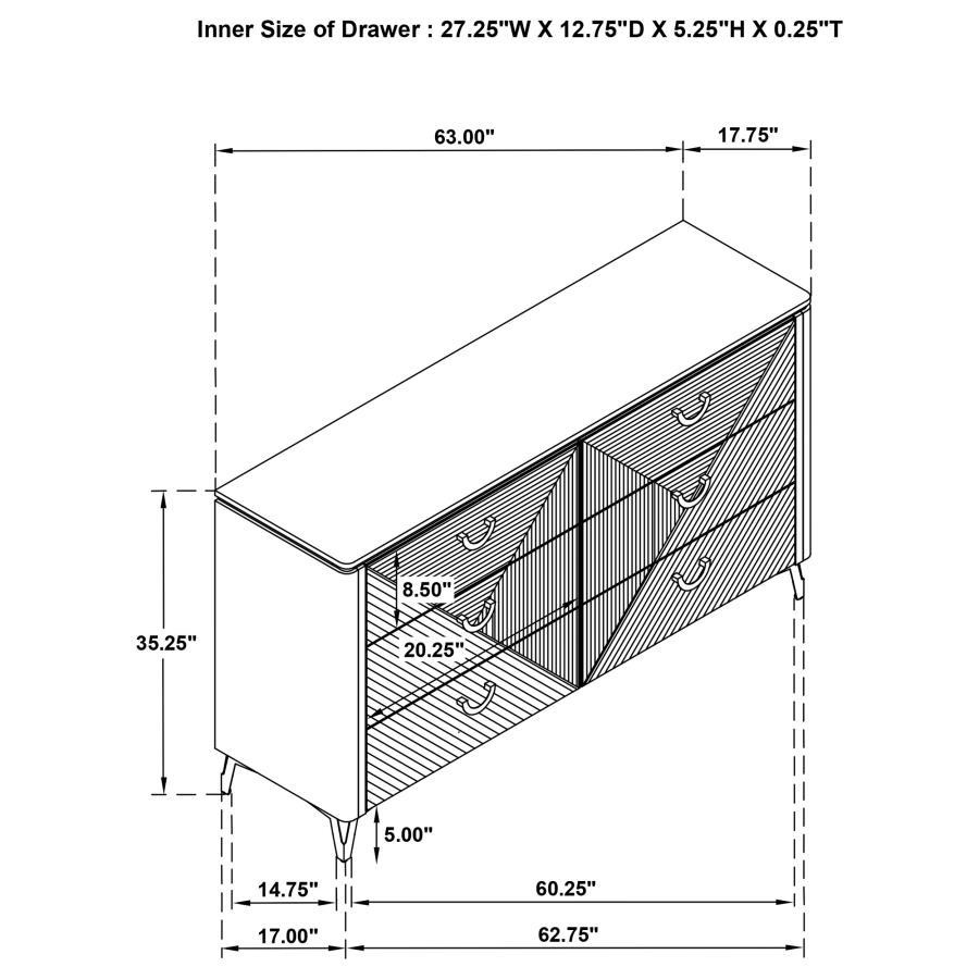 Cassia - 6-Drawer Bedroom Dresser Cabinet