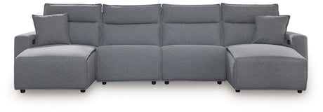 Modmax - Salt And Pepper - Reclining Sectional Gray 4 Pc. Double Chaise Power Reclining Sectional by Signature Design by Ashley® | Bel Furniture